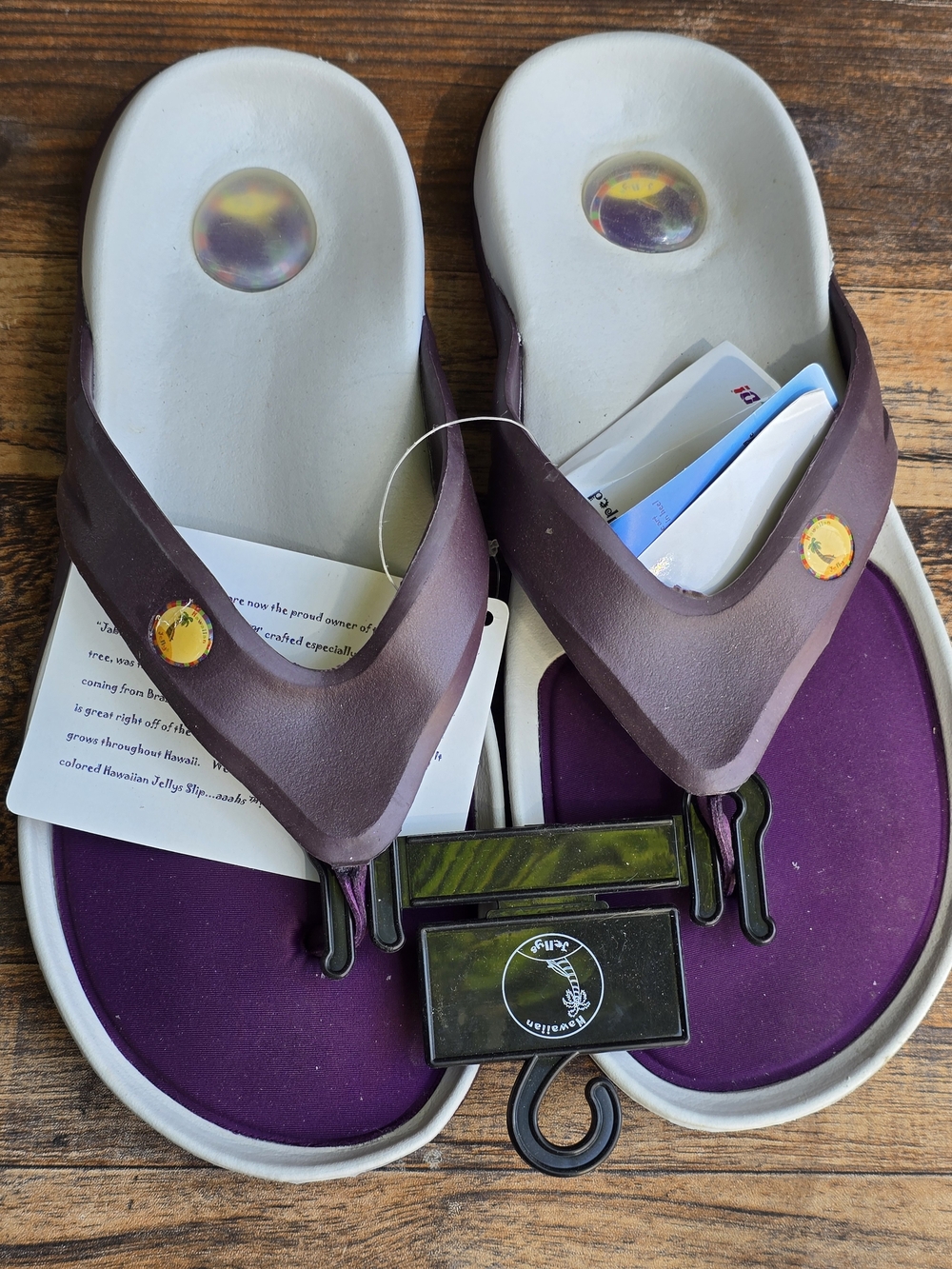 Comfort Gel Flip Flops Purple White Size 10